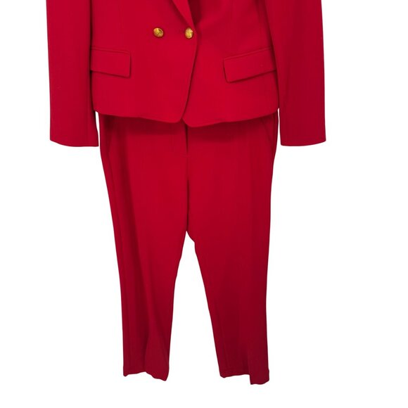 A.L.C. Womens Red Suit crest buttons Blazer jacket slit Pants Size 12 - Picture 7 of 15